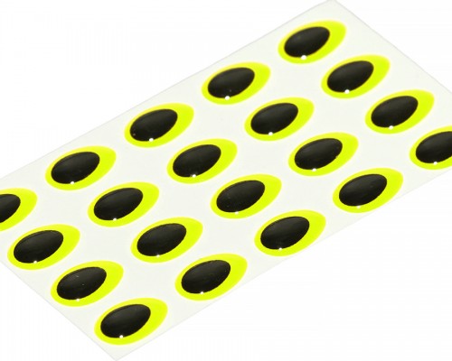 3D Epoxy Teardrop Eyes, Fluo Yellow, 10 mm